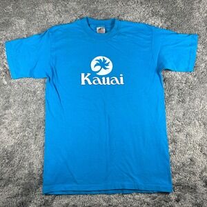Vintage Oneita Kauai Shirt Mens XL Blue Graphic Hawaiian Single Stitch USA 90s